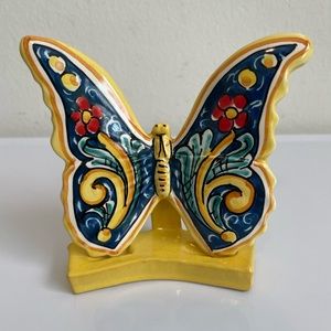 Hand painted Ceramic Butterfly by Silicilian, Italy Artists Dolu